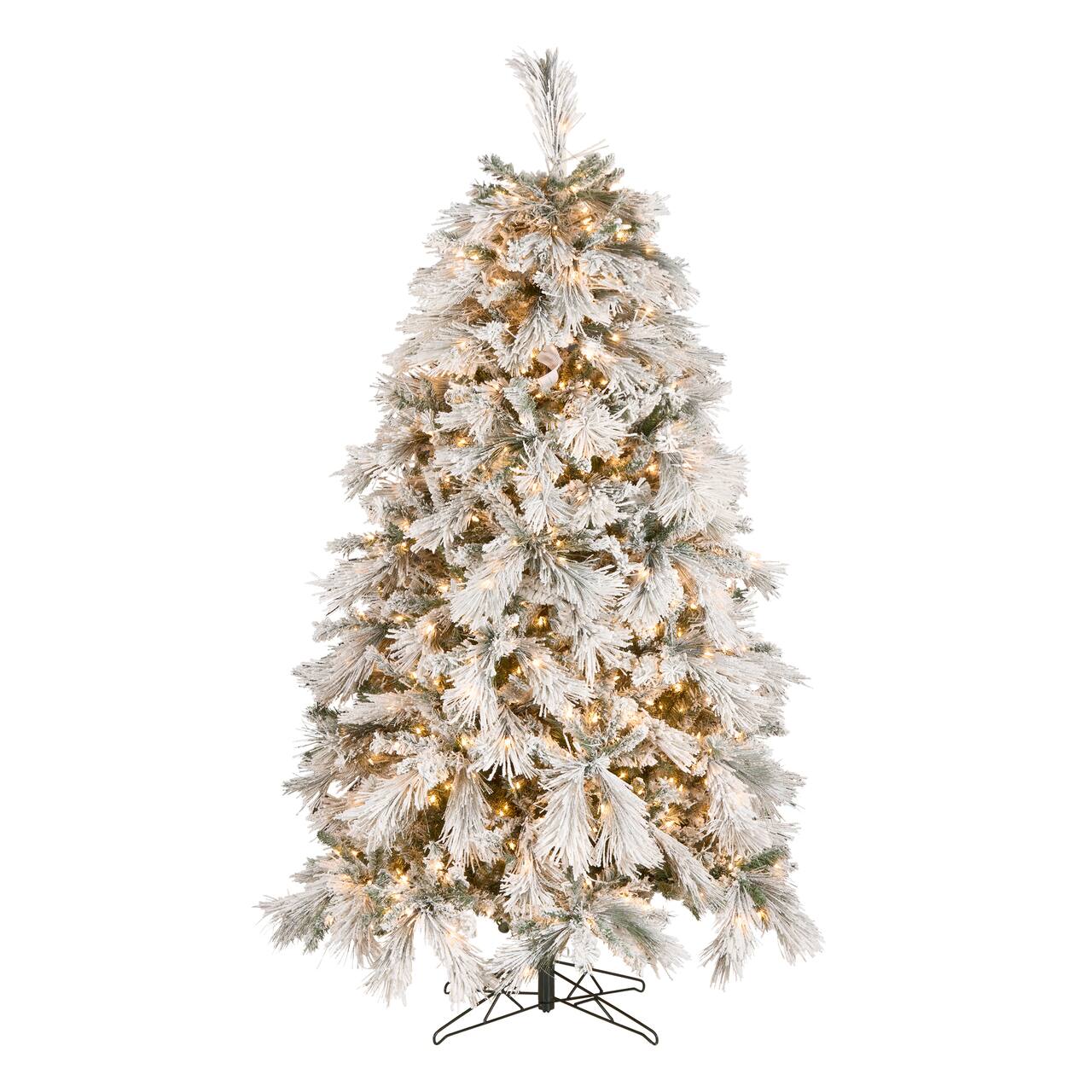 7.5ft. Pre-Lit Flocked Bavarian Pine Artificial Christmas Tree, Clear Lights